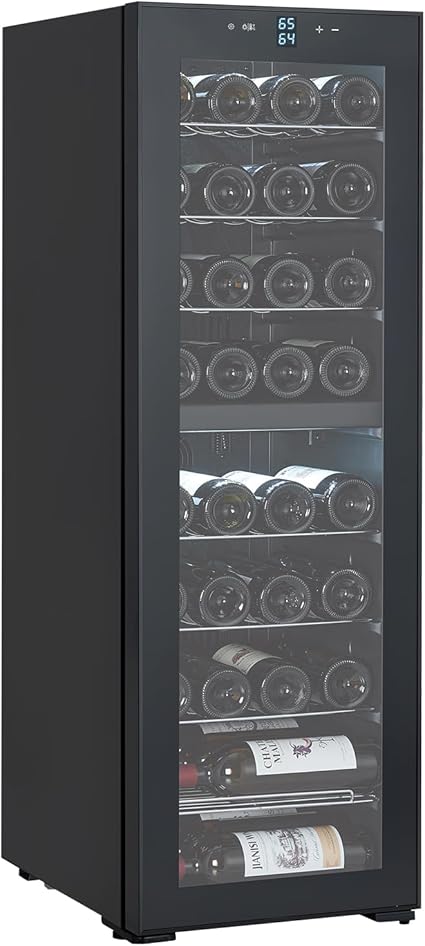 39 Bottle Wine Cooler, Mini wine fridge/Cabinet, Beverage Refrigerator, Digital Temperature Control, Freestanding Dual Zone, Tempered Glass Door, Quiet refrigerator for bedroom Home Kitchen Office