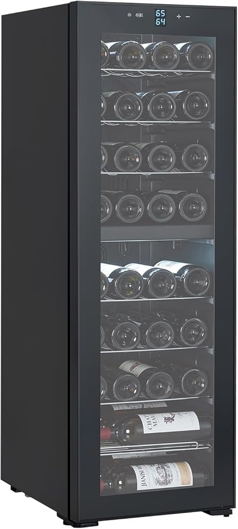 39 Bottle Wine Cooler, Mini wine fridge/Cabinet, Beverage Refrigerator, Digital Temperature Control, Freestanding Dual Zone, Tempered Glass Door, Quiet refrigerator for bedroom Home Kitchen Office