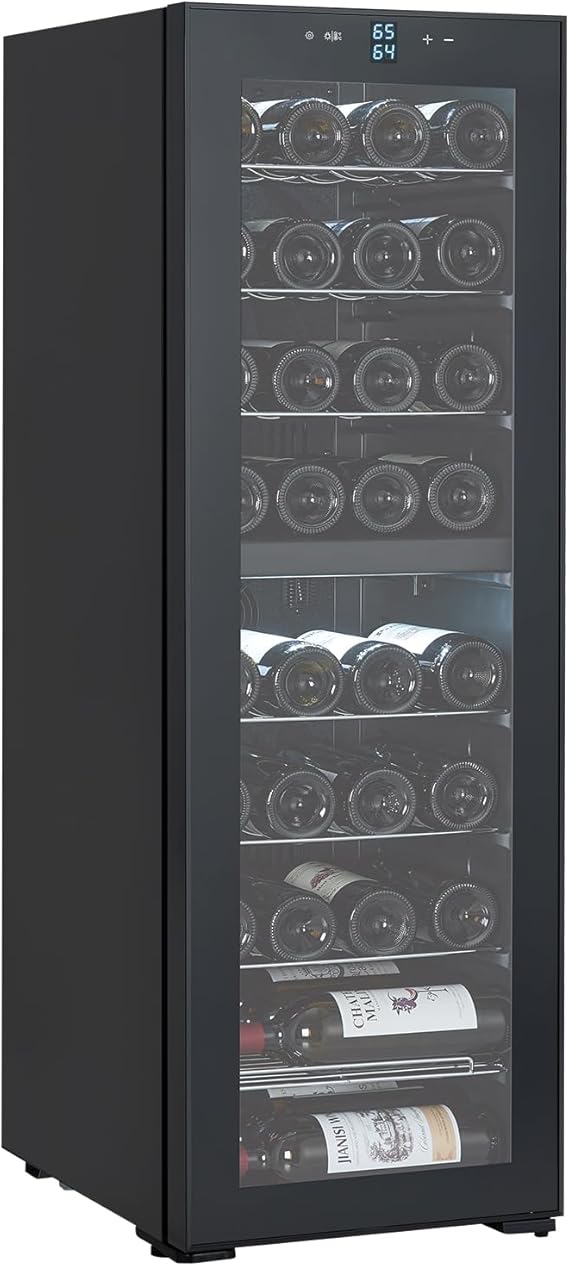 39 Bottle Wine Cooler, Mini wine fridge/Cabinet, Beverage Refrigerator, Digital Temperature Control, Freestanding Dual Zone, Tempered Glass Door, Quiet refrigerator for bedroom Home Kitchen Office