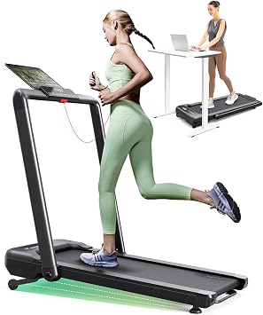 UREVO Smart Treadmill with 9% Auto Incline, Hiking and Running Walking Pad Treadmills for Home Office, Treadmill with APP, AI Powered Music Course, HIIT Programs Synced to Scenic Route, One-Click Mute