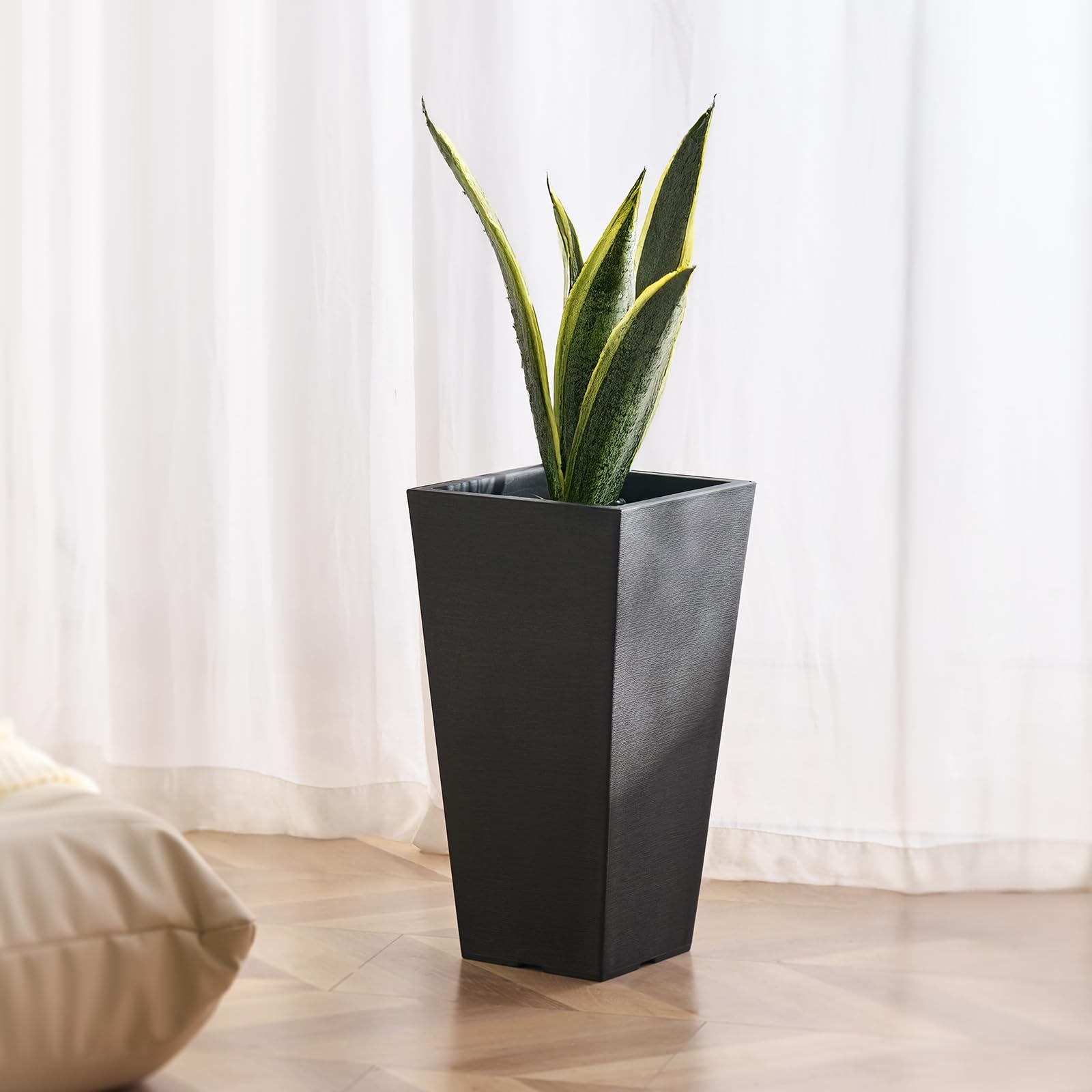 VEVOR Blumentopf, 2er Set, Großer Pflanzentopf 570 mm, Modernes Design, Integriertes effizientes Drainagesystem, Pflanzenkübel, Blumenkübel, Topf für Veranda, Patio, Außen, Innen, Schwarz