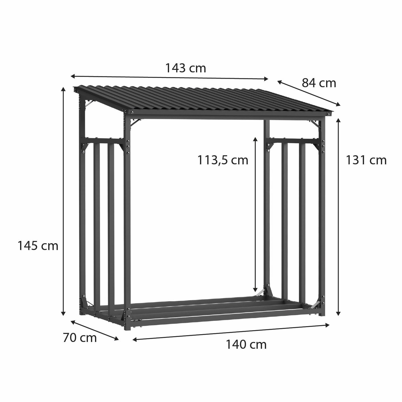 Gardiun Leñero Exterior Wood Shed I 143x70x145cm Acero Galvanizado con Cubierta Impermeable, Lona Protectora y Soporte Inferior