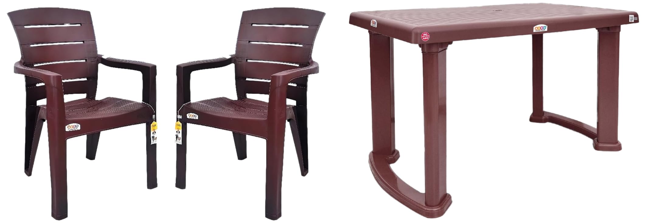 AVRO FURNITURE Elite Plastic Dining Table with Chairs, Premium Wood Texture Finish Top, Heavy Duty 200 Kg Capacity, Stackable, Pre-Assembled, Lightweight & Durable, Brown Color-image-24