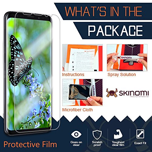 Skinomi Screen Protector Compatible With Galaxy S9 Plus (2-Pack)(Maximum Coverage, Edge To Edge)(Full Coverage) Clear Techskin Tpu Anti-Bubble Hd Film #TOP6