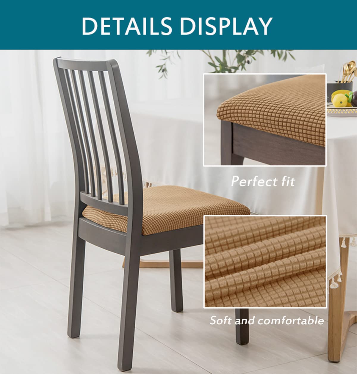 Set di 8 coprisedili elasticizzati in tessuto jacquard, rimovibili, lavabili, per sedie da pranzo, proteggono e decorano le sedie, facili da installare e pulire