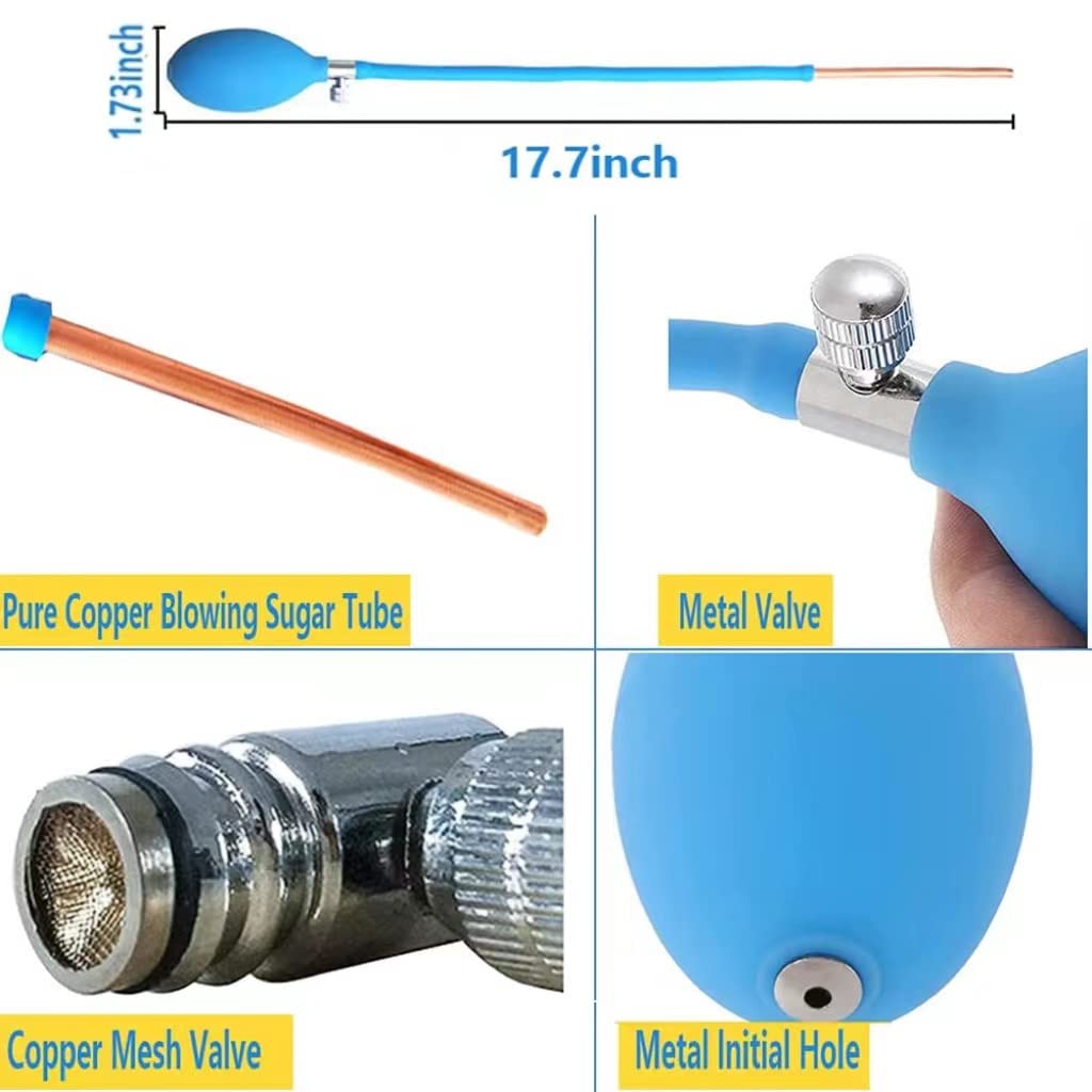 DUEBEL Sugar Blowing Pump – 17.7 Inch Rubber Pump With Copper Nozzle For Sugar Art & Confections