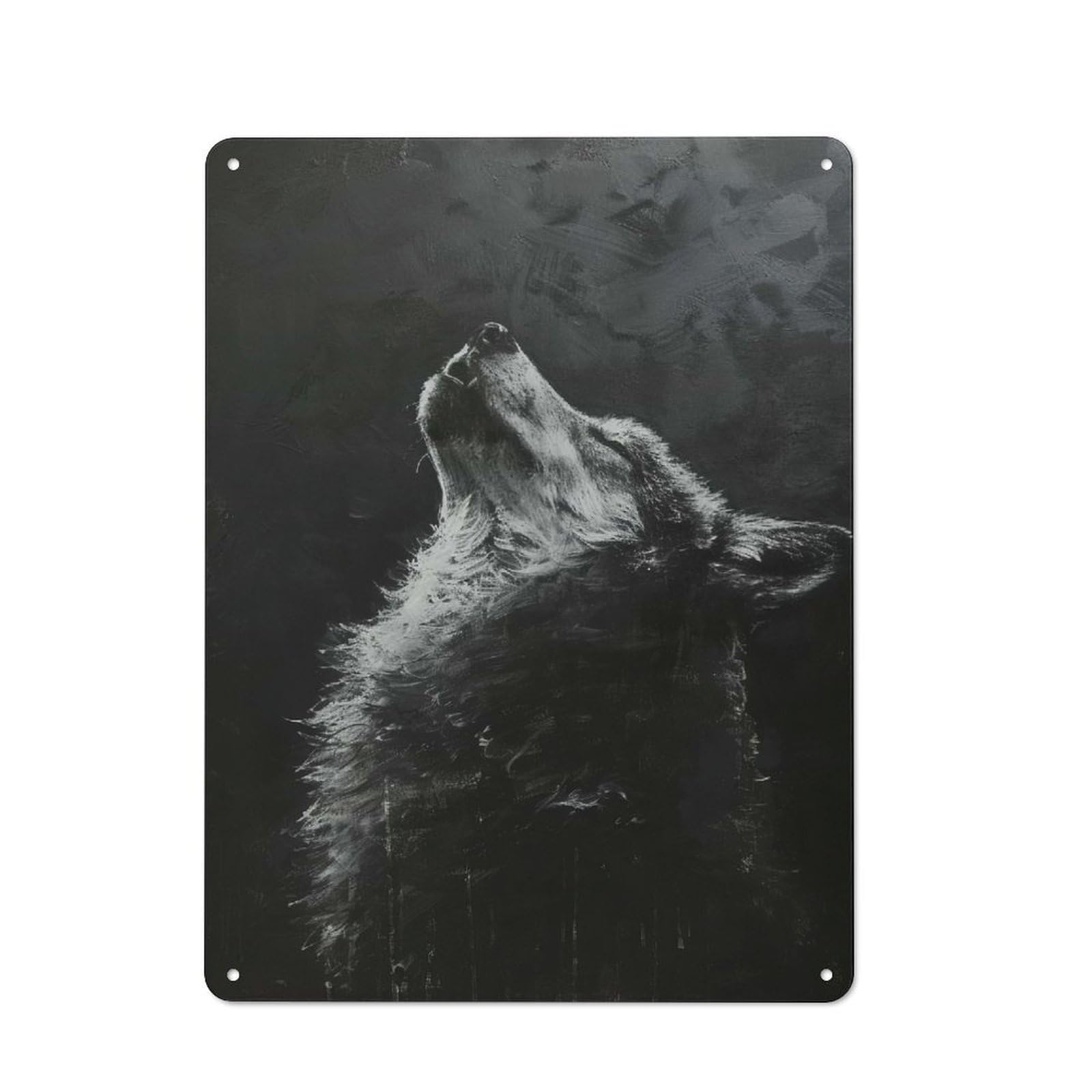 Junmoney Style-3 Howling Wolf In Darkness Retro Tin Wall Plaque 40X30cm For Home Office Or Studio, For Cooler-Month Interiors With Retro Character