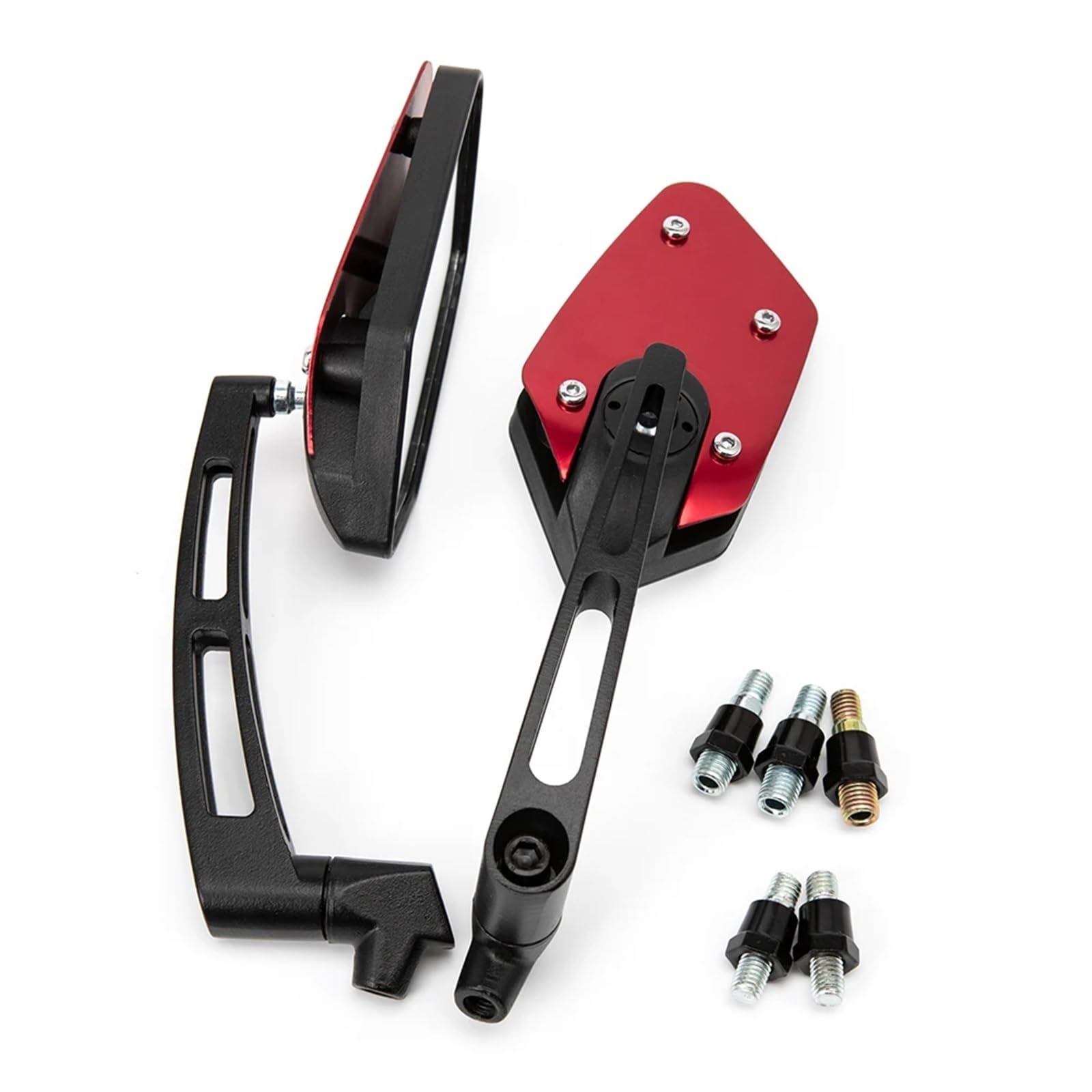 Espejos Moto Homologados Espejo Retrovisor Para Moto Scooter Bicicleta Eléctrica Giratorio HD Visión Lateral Negro Carbono Azul Rojo Dorado Plateado 8 Mm 10 Mm Geevorks(Red)
