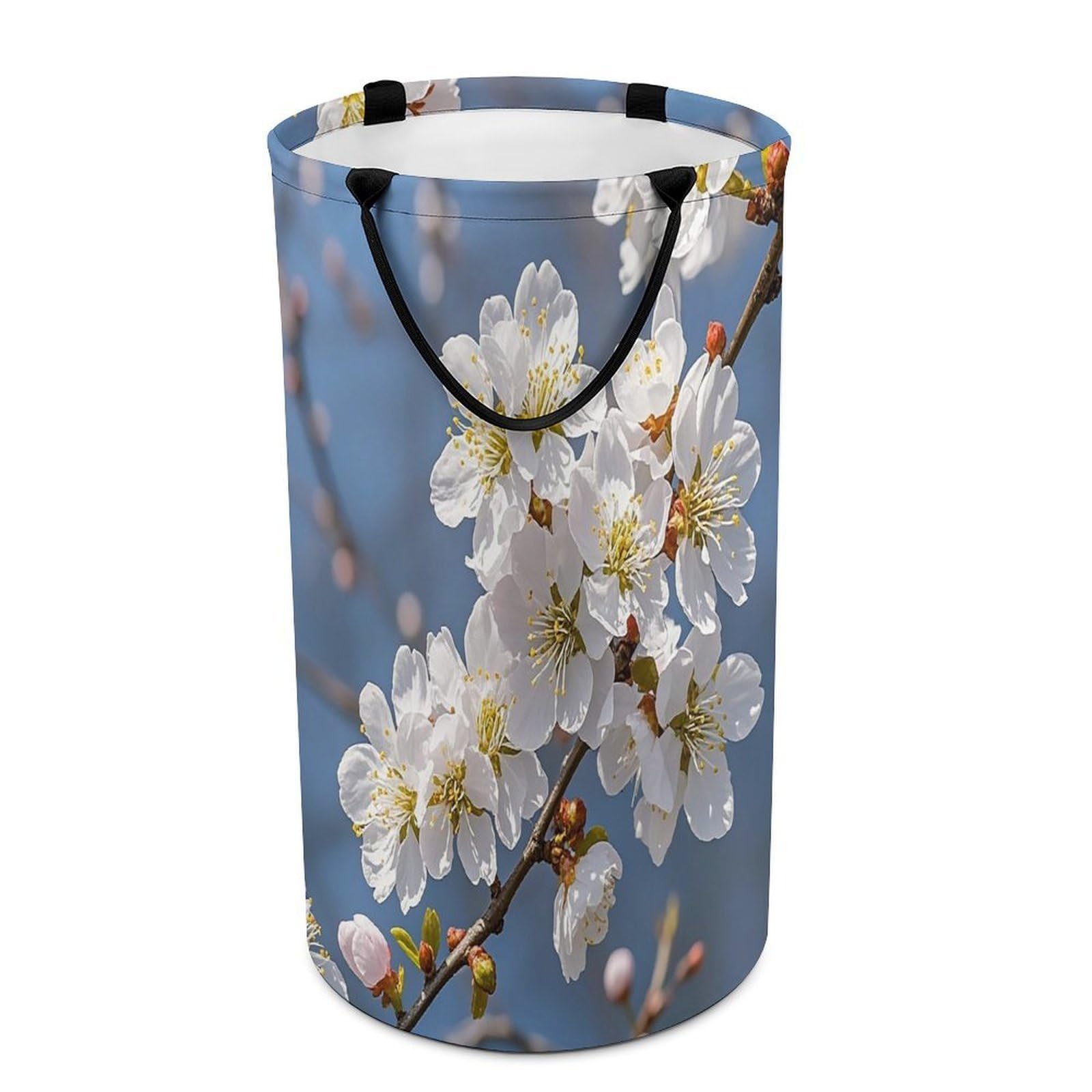 Japanese Floral Cherry Blossom Laundry Hamper Waterproof Polyester Laundry Baskets Collapsible Dirty Clothes Storage Basket Clothes Hampers with Sturdy Handles for Travel Bedroom