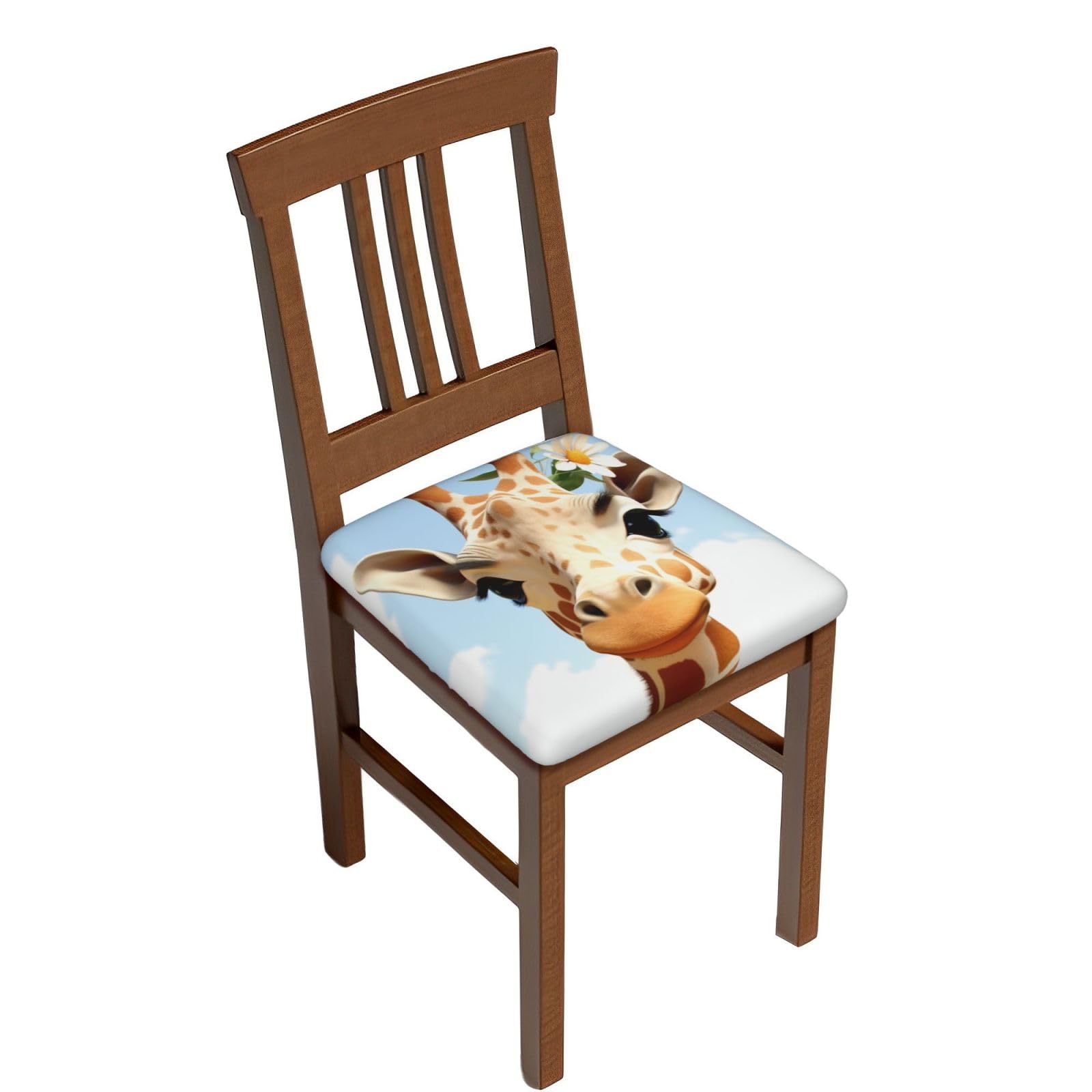 Fodpand Four Pieces Giraffe Square Stool Covers Stretch Removable Square Bar Stool Seat Covers Washable Dustproof Stool Cushion Slipcover Soft Milk Silk Bar Chair Covers With Band