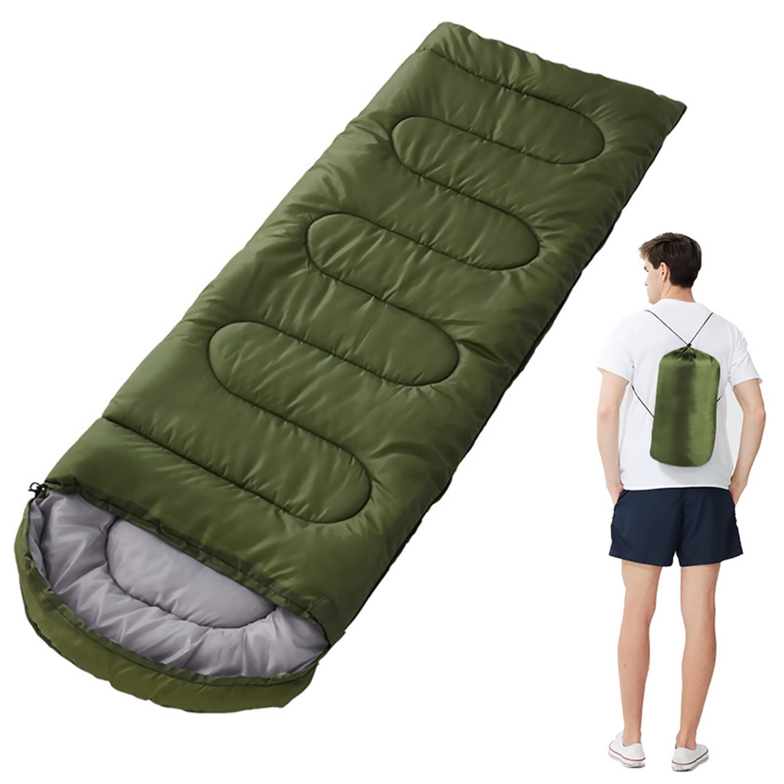 Beauenty Sleeping Bag, Envelope Hooded Sleeping Bag, LightWeight Outdoor Sleeping Bags for Family Hiking, Camping