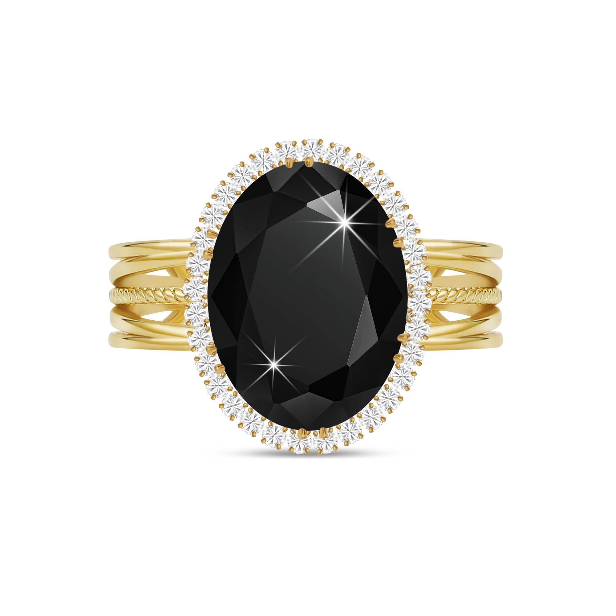 Linawe Birthstone Chunky Adjustable Rings for Women, Gold/Silver/Rose Gold Statement Rings, Imitation Diamond Fake Gemstone Crystal Cocktail Ring,