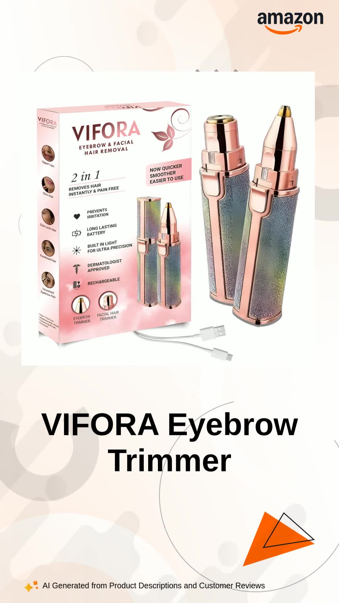VIFORA 2-in-1 Eyebrow Trimmer for Women - Facial Hair Remover
