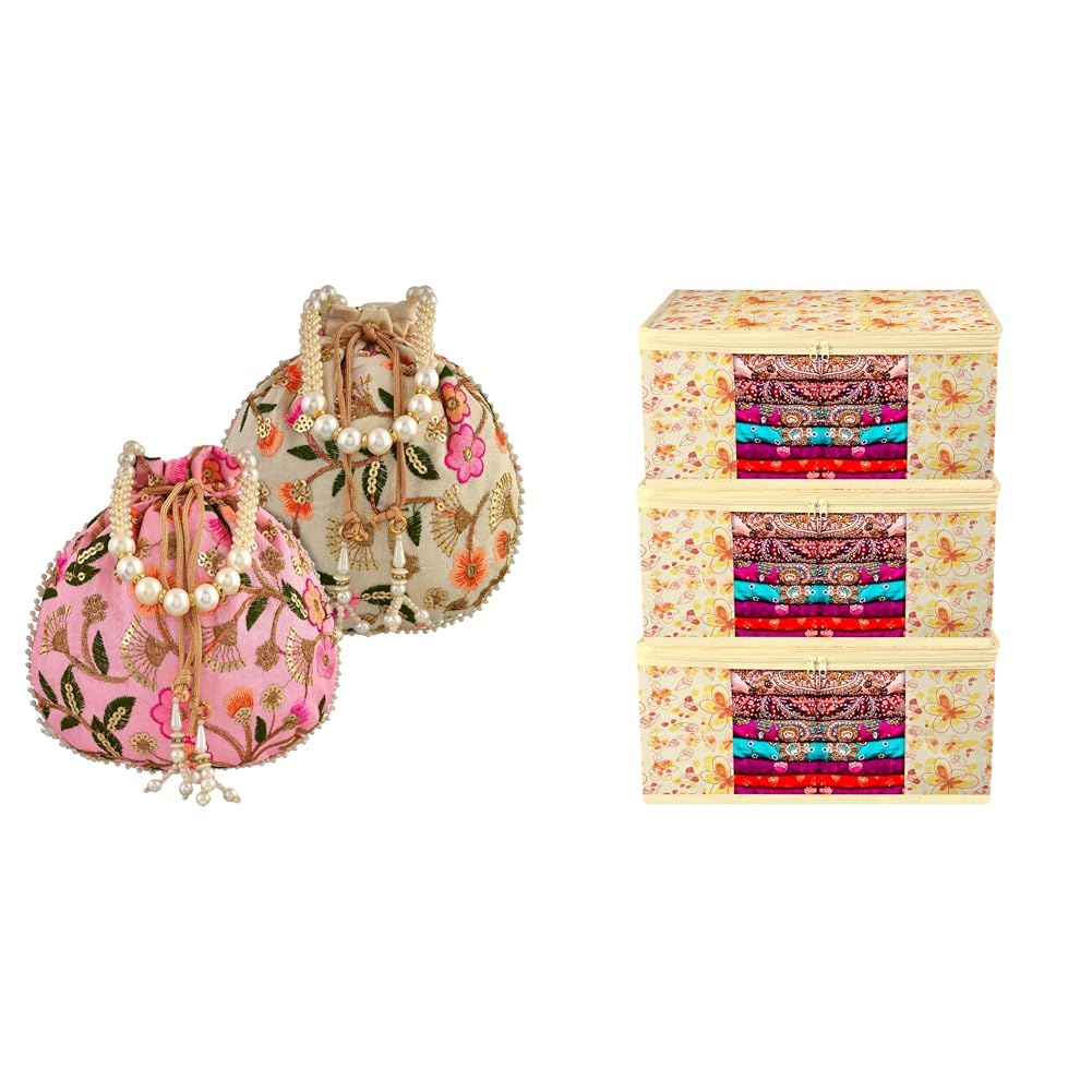 Potli|Silk Wedding PotliKuber Industries Saree Cover Bag | Zip Closure Saree Cover Bag-image-41