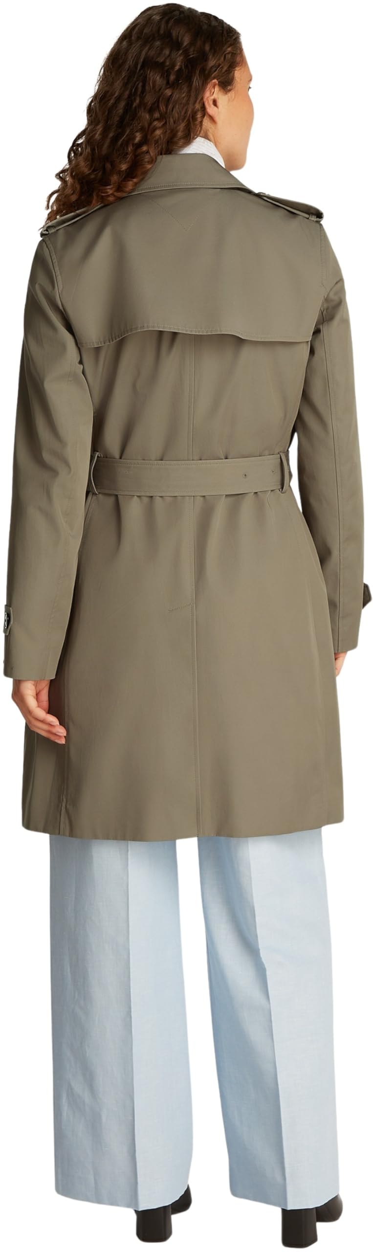Tommy Hilfiger Women's Cotton Slim Fit Short Trench Coat, Brown (Tundra Brown), 10