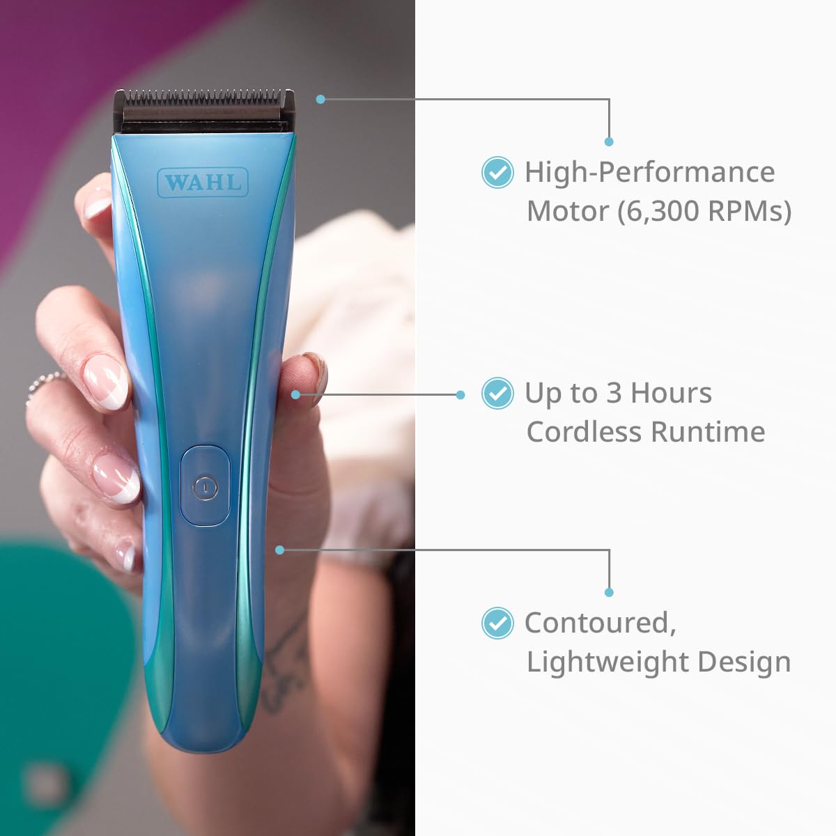 Wahl Motiva 2 Blue Ivy - Tosatrice Professionale per Animali - Tosatrice Cordless per Toelettatura di Cani con Lama 5 in 1, 3 Ore di Autonomia e Display Digitale - Adatta per Cani, Gatti e Cavalli