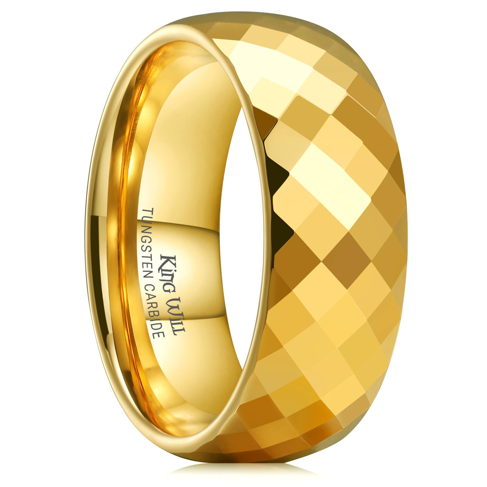 King Will Tungsten Carbide Wedding Band for Men Women-4/6/8mm Width 14K Gold Plated Tungsten Wedding Ring Matte Brushed & High Polished Style Comfort