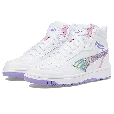 PUMA Kids Rebound Layup Bouncy Sky Kids Shoes PUMA White Lavender Alert Mauved Out