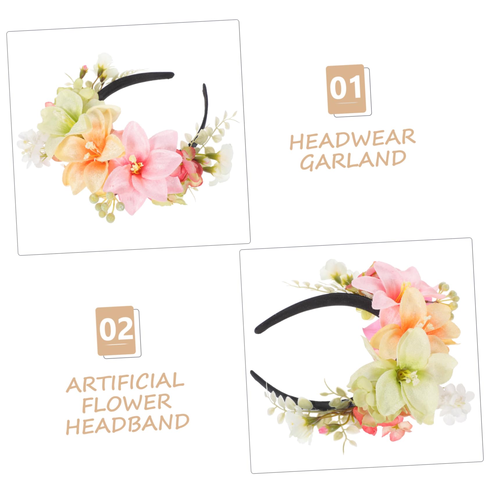 Healeved 3pezzi Cerchietto Con Fiori Di Giglio Per Donne Accessorio Elegante Per Compleanni Matrimoni e Occasioni Speciali Fascia Confortevole e Resistente Per Tutti Giorni