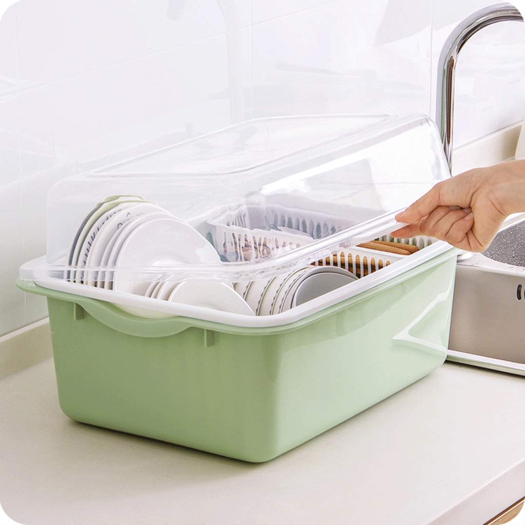 Compact Drain Rack Kitchen Drain Dish Rack With Lid Plastic Cupboard Cutlery Cutlery Storage Box Put Dish Rack Drip Bowl Rack Shelf Green Durable Color Green Size S Buy Online
