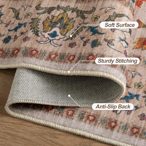 Image of Tangsoo 2.6x8 Washable Runner Rug for Hallways, Non Slip Vintage Rug Runner