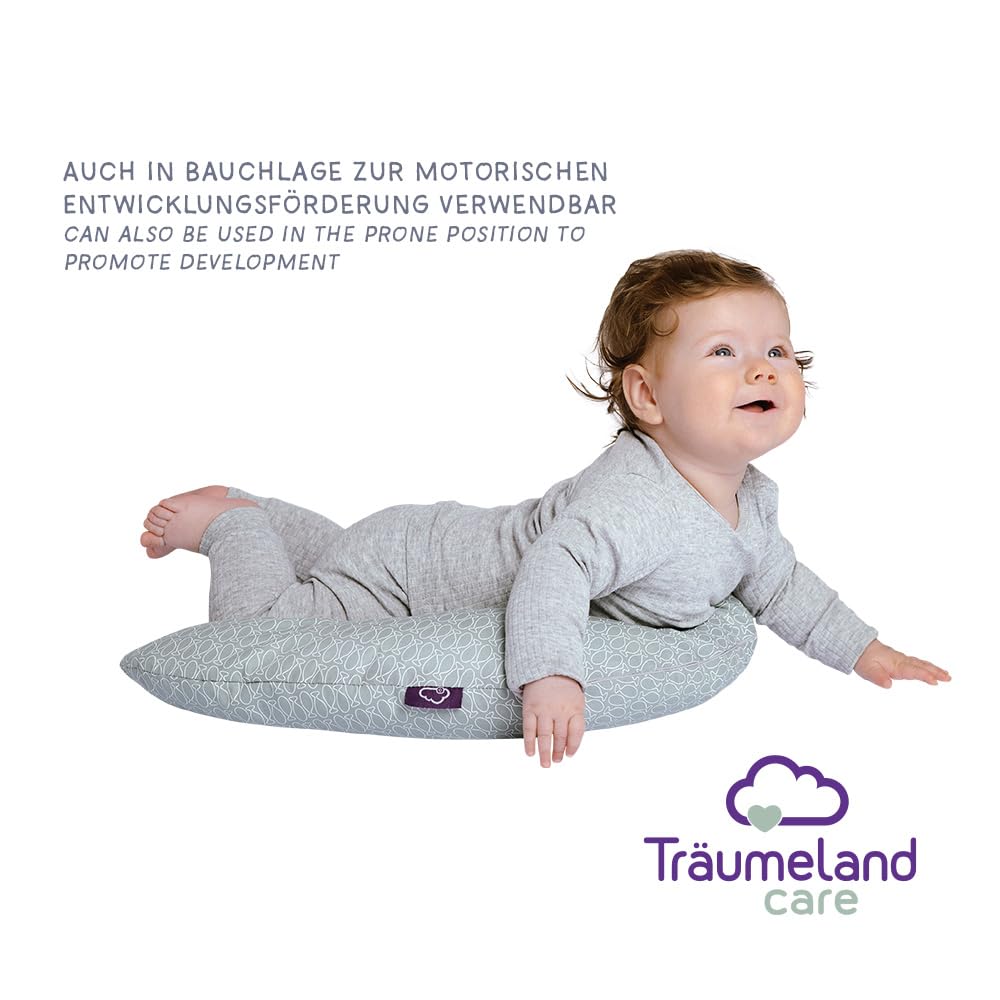 Träumeland T041002 Coussin de positionnement latéral pour bébé Garnissage billes d'EPS Housse amovible 100% coton Motif 2 Gris