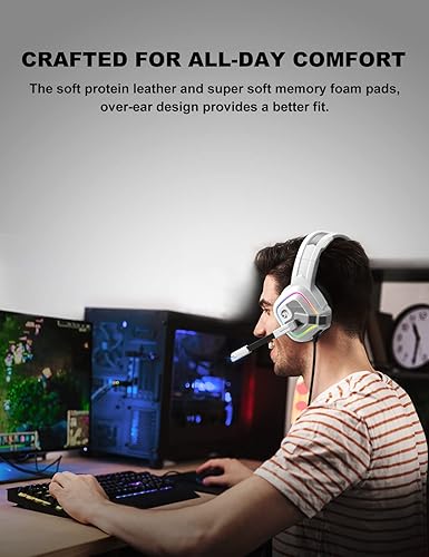 Miniatura 5 de ZIUMIER Auriculares Blancos para Juegos para PC, PS4, PS5, Xbox One, Xbox Series SX, Switch, Micrófono con Cancelación de Ruido, Sonido Estéreo