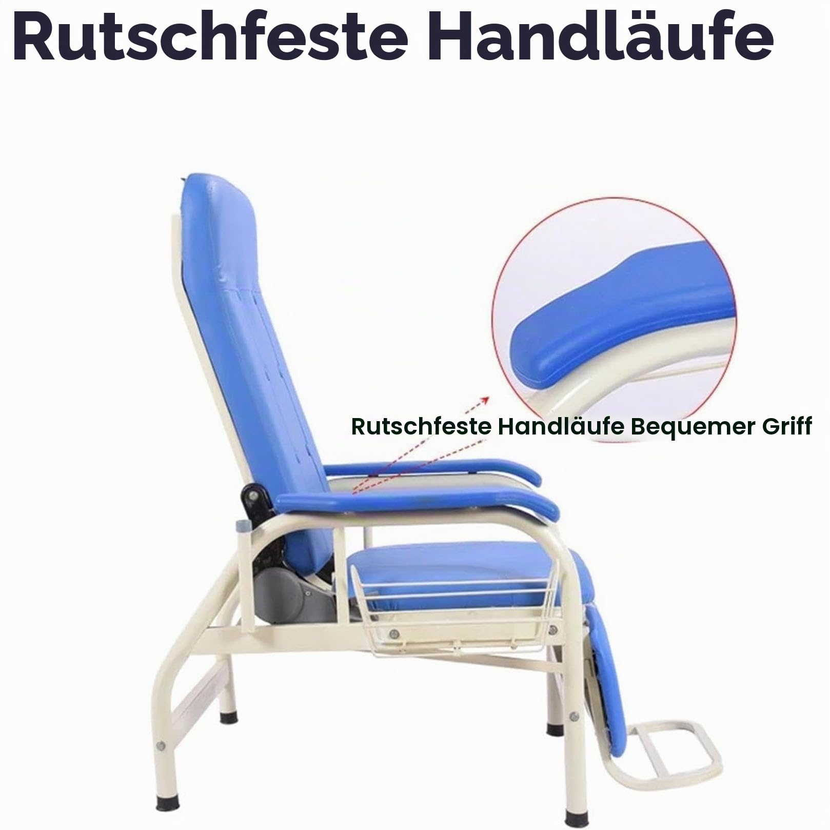 Blutentnahmestuhl,Leder-Medizin-Liegestuhl Blutentnahmestuhl mit verstellbarer Armlehne,Gepolsterter Labor-Entnahmestuhl tragbarer Infusionsständer Tropfständer,Liegestuhl für Geri-Patienten