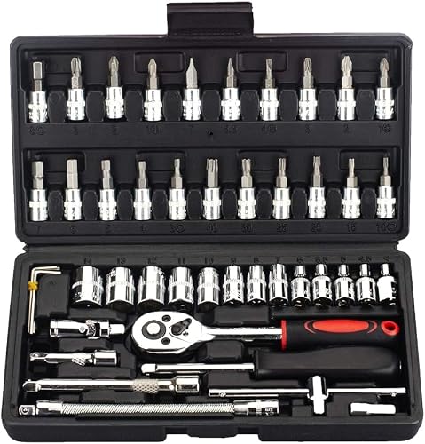 LATERN 46 Pièces Kit de Prise et Clé - 34 Embouts et Tournevis pour Douille 1/4'' - Avec...