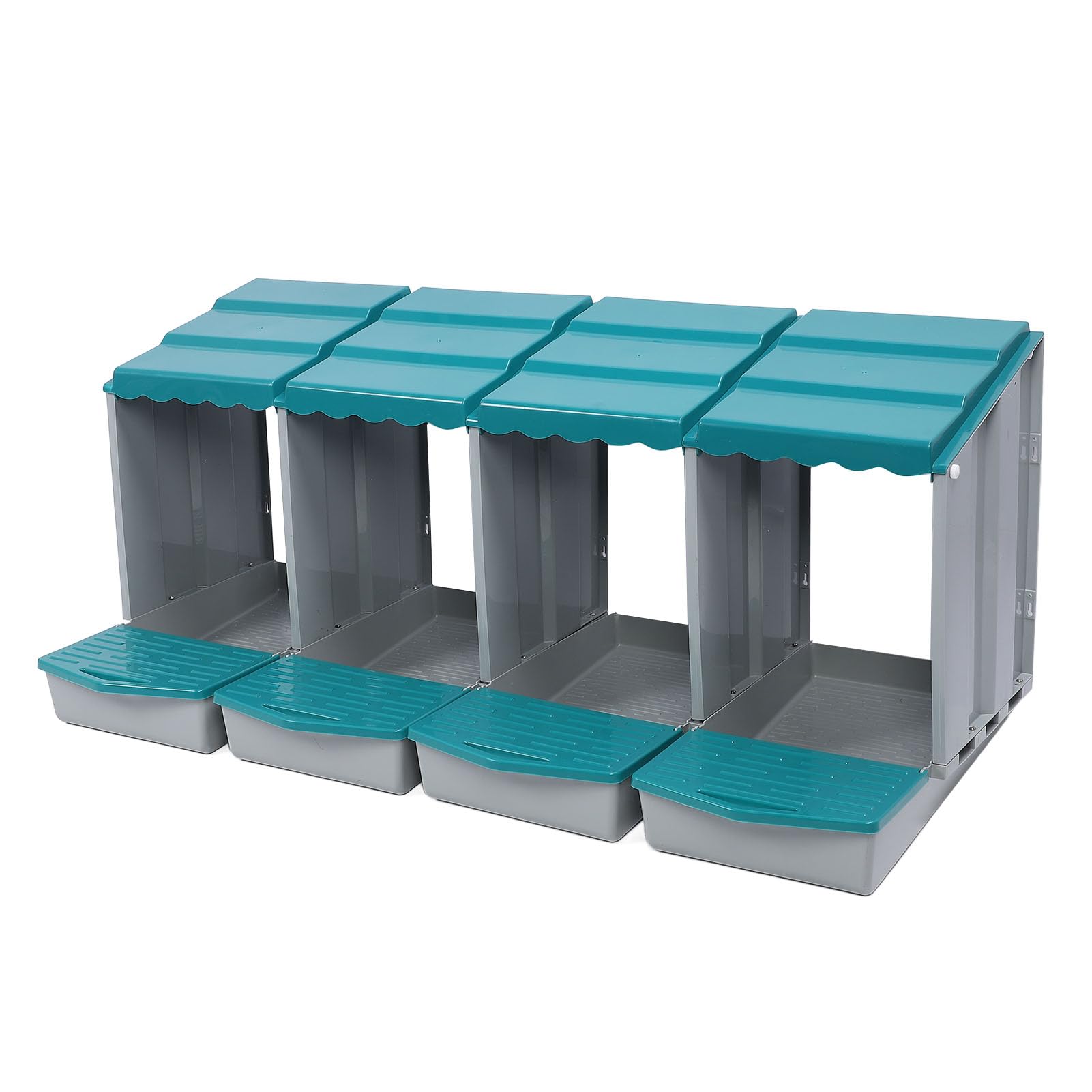 Caja Nido para Pollos, Material PP de 6 Compartimentos Diseño Modular Duradero de Fácil Montaje con Fondo Extraíble para Gallinas, Gallinero, Granja Avícola (4 Compartimentos)