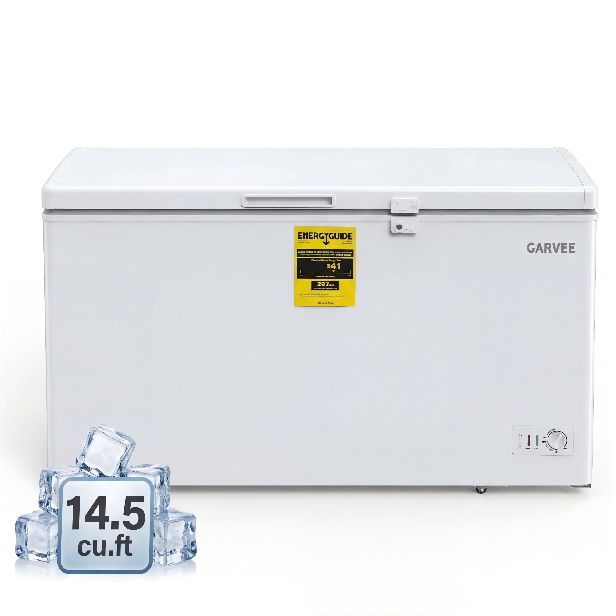Garvee 14.5cuft Chest Freezer, Large Capacity Freezer Stand Alone with 6 Movable Wheels, Mechanical Temperature Control, 2 Removable Baskets, for Garage/Home/Office, White | Fridge.com