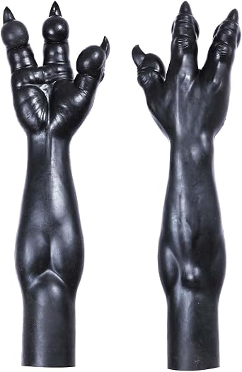 SMITIZEN Silicone Three-Finger Monster Gloves, Beast Paws Furry Gear for Adult Halloween Cosplay Costume, Roleplay Masquerade Solid Black