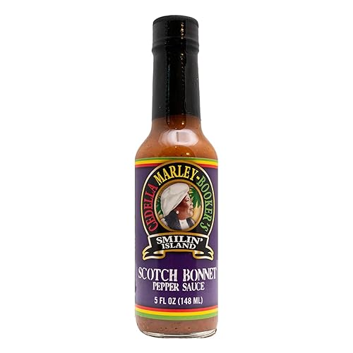 Smilin Island Scotch Bonnet - Salsa de pimienta auténtica, salsa picante caribeña, salsa picante de pimienta picante, salsa de capó escocés llena de