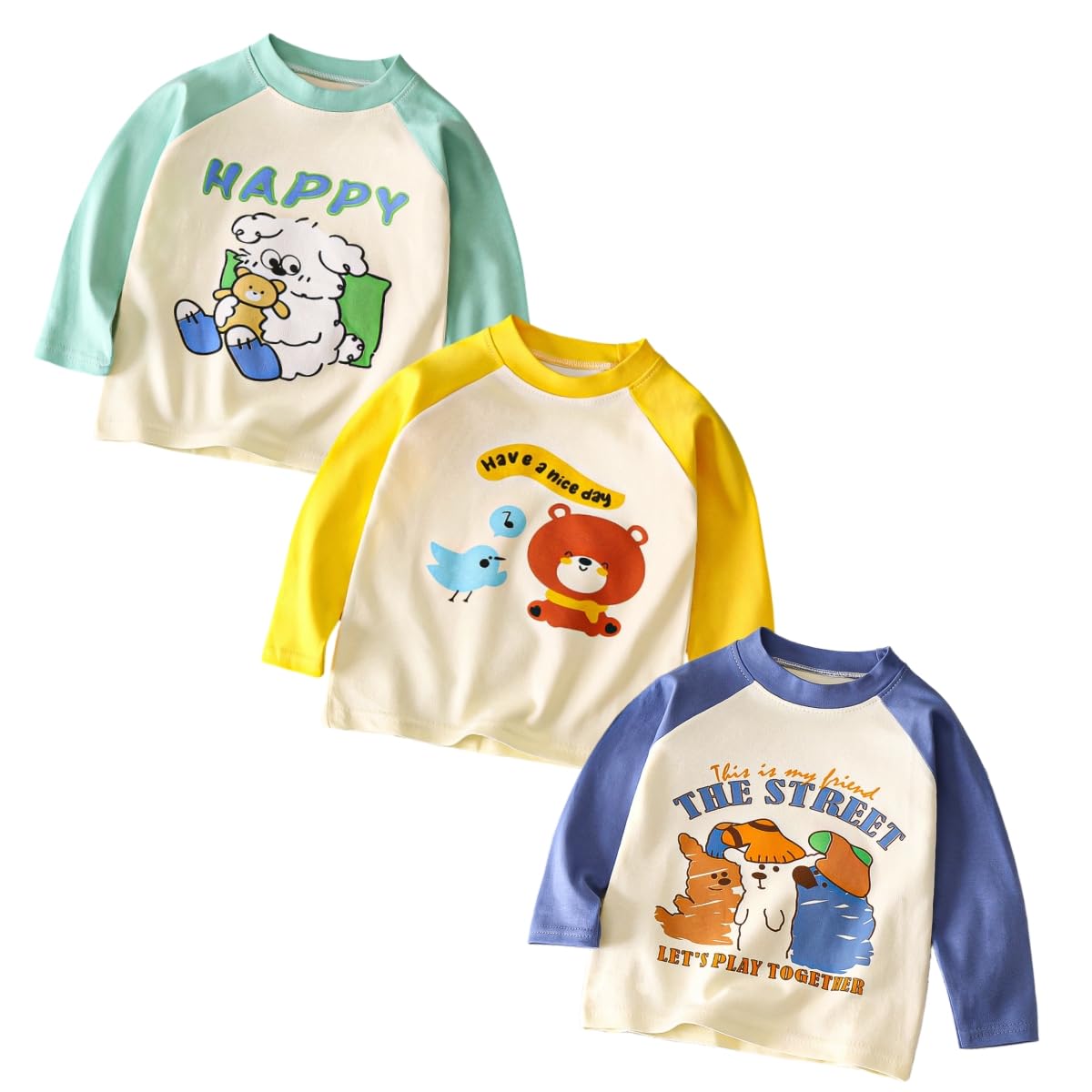 3er/2er-Set Baby Jungen Langarmshirts Jungen Bequeme Kinderbekleidung, 6 Monate-8 Jahre