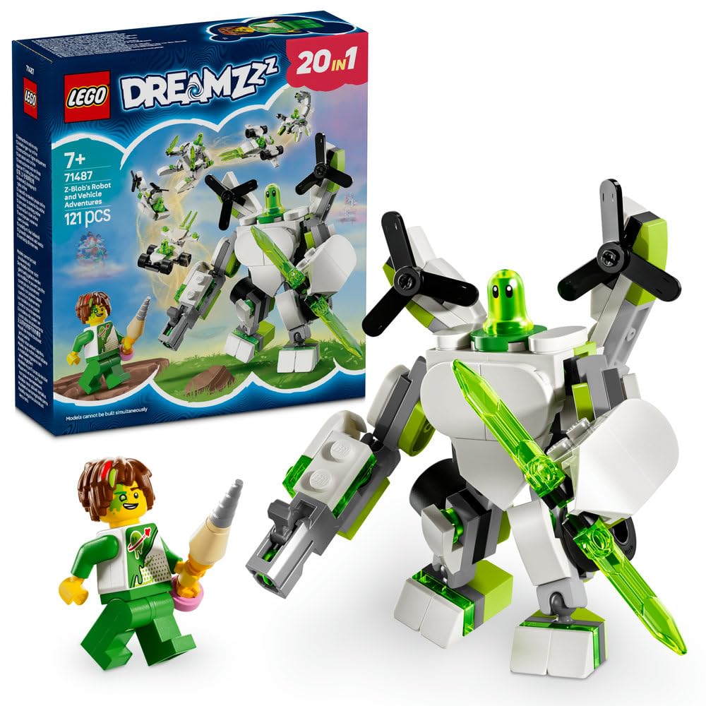 LEGO DREAMZzz Z-Blob’s Robot and Vehicle Adventures, Transforming Mech Toys That Spark Imaginative Play, Fantasy Playset with Mateo Minifigure, Gift for Kids Aged 7 and over 71487