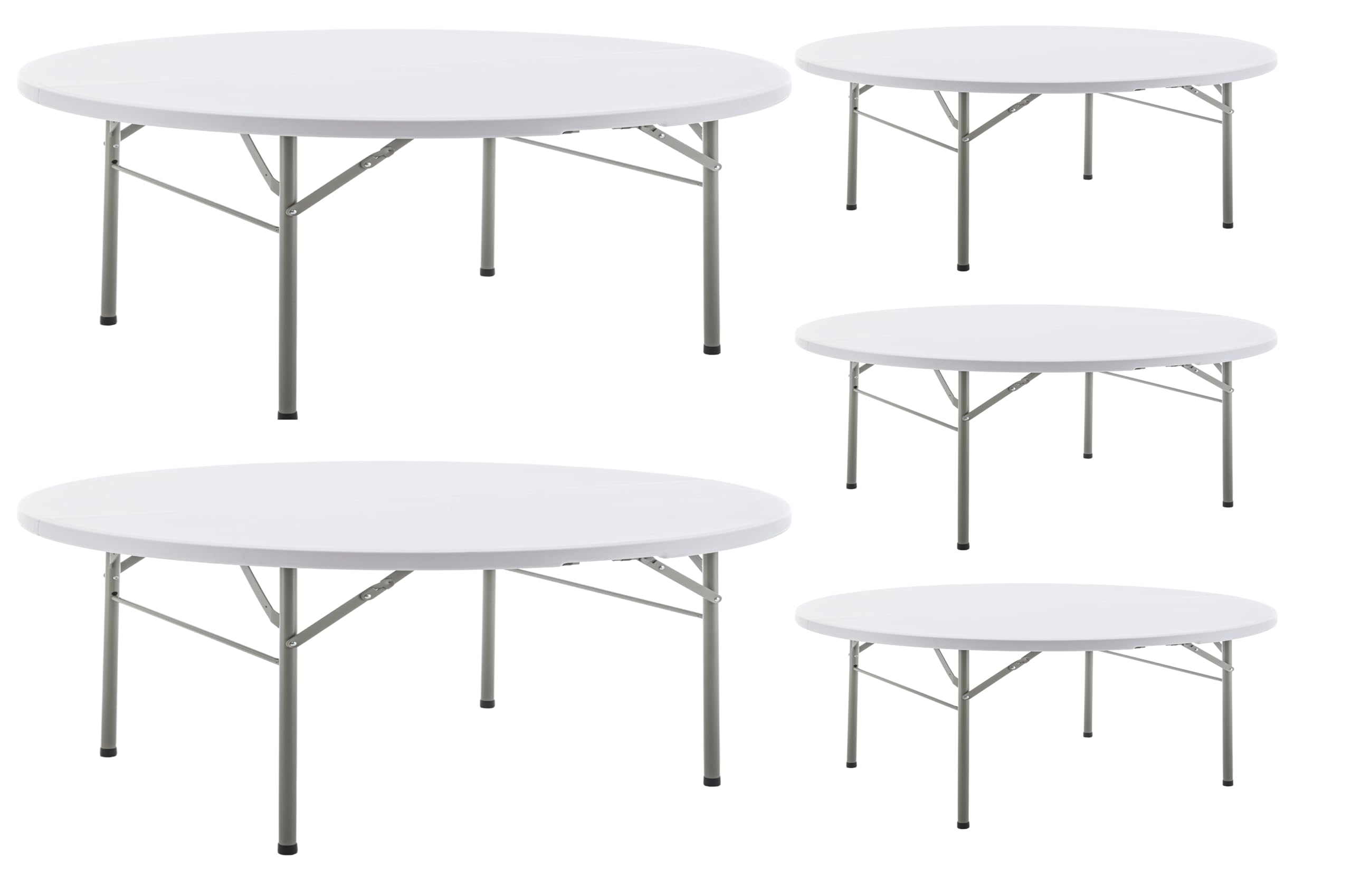 BTEXPERT Set of 5, White 5 Ft 60inch Round Plastic Folding Table Commercial Portable for Banquet Dining Wedding Party Events Home Kitchen Patio Backyard Indoor Outdoor