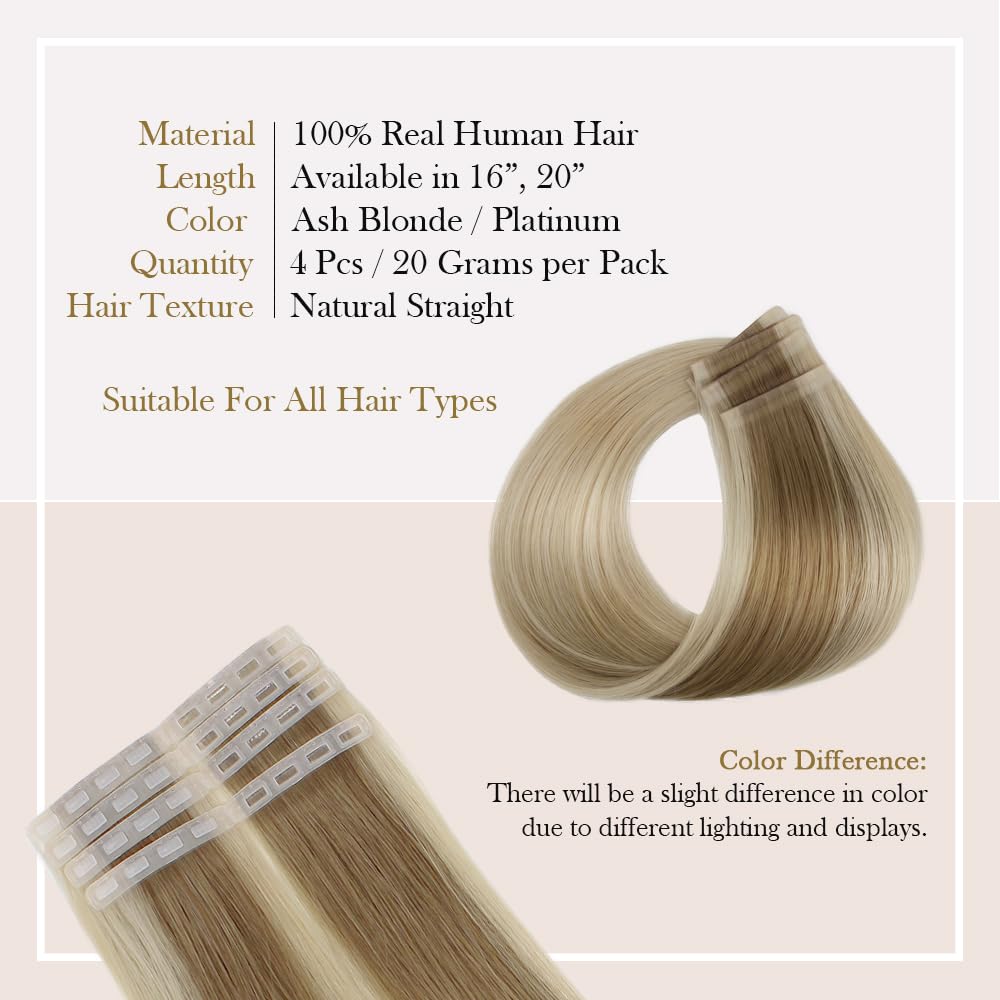 ZIPLOOKS | Ombréage Hair Extensions | Human Hair Extensions | Ombre Ash Blonde to Platinum Balayage Highlights with ZTool Application, Damage-Free Hair & Scalp, 16 Inch, #18/60, 4 Pcs 20g