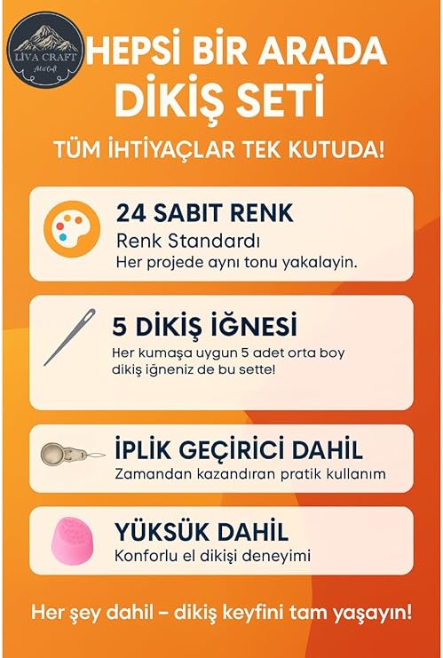 Dikiş Seti 24 Renkli – Iğne, Yüksük ve Iplik Geçirici ile