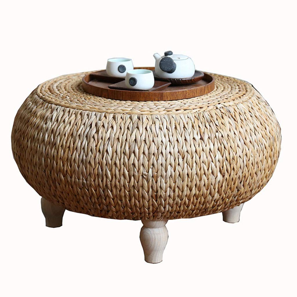 Okrągła mini kawa w stylu japońskim niska herbata balkon małe śniadanie (kolor: brązowy, rozmiar: 50 x 50 x 30 cm)