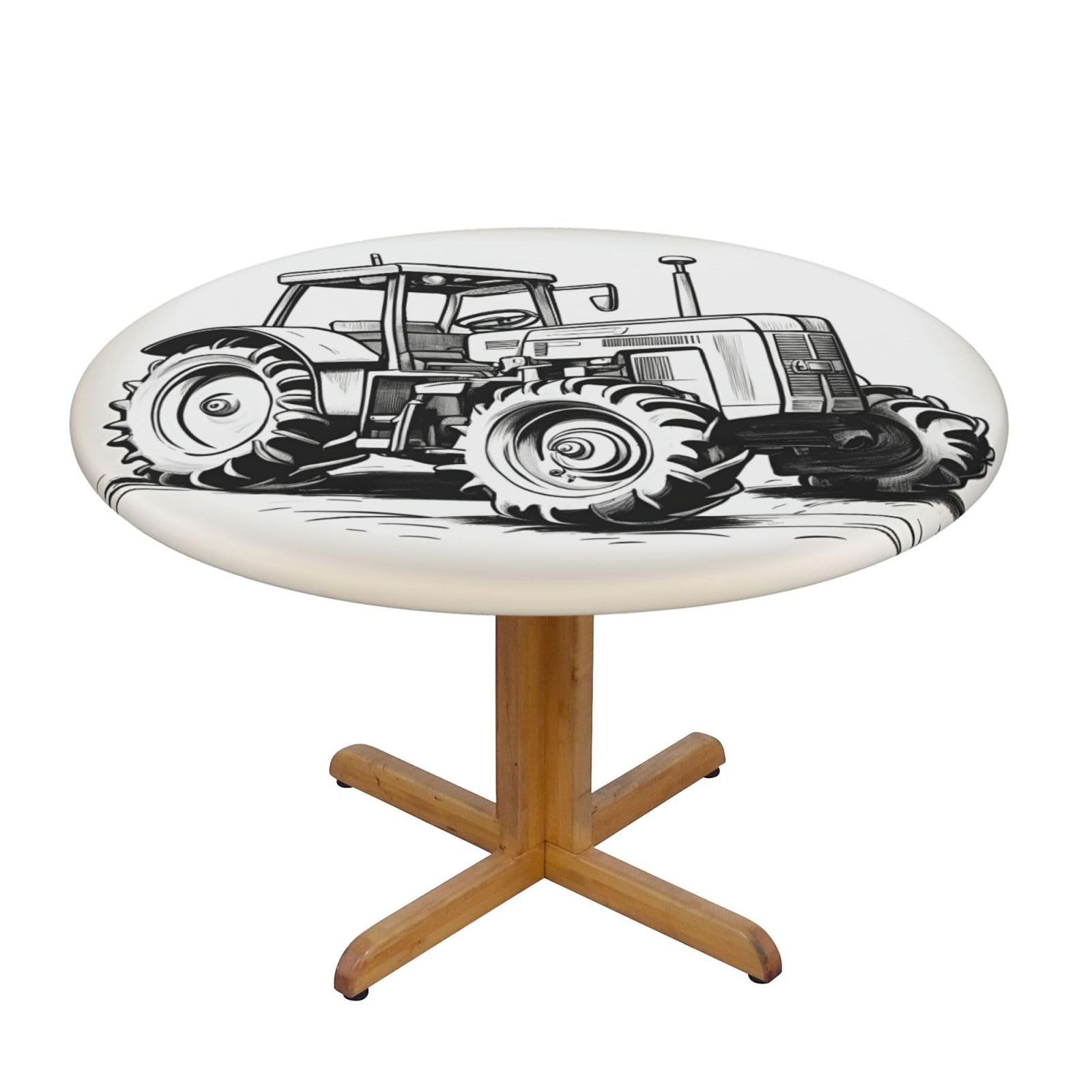 Cartoon Tractor 1 Print Wipe Clean Oval Tablecloth Stain-Resistant Dining Table Accessories Table Protector For Home