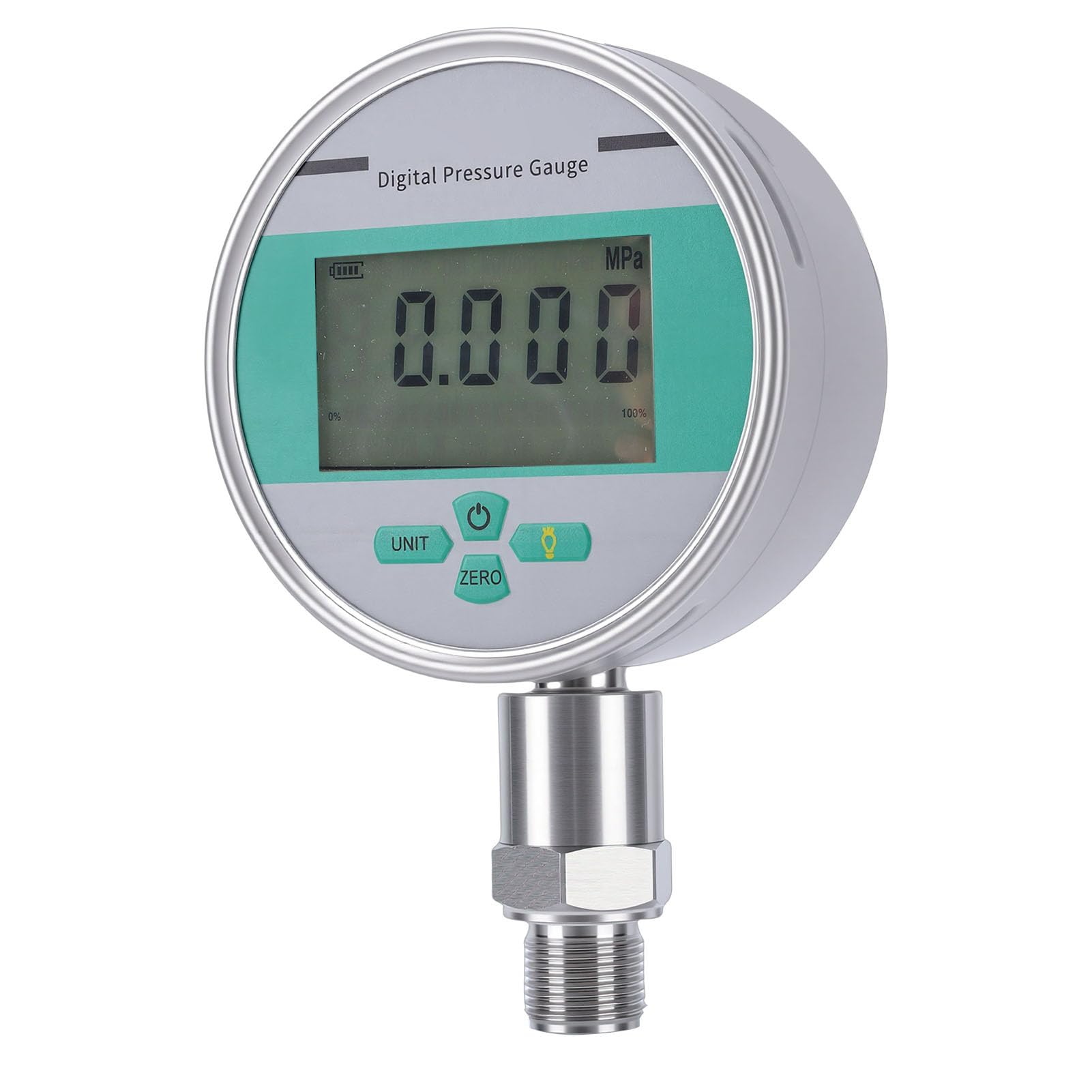 Fafeicy Manometro Digitale 0-16 Bar, Quadrante da 4 Pollici, Cassa in Acciaio Inossidabile, Filettatura M20x1,5, Precisione dello 0,4%, IP65 Impermeabile per Sistemi Idraulici Pneumatici