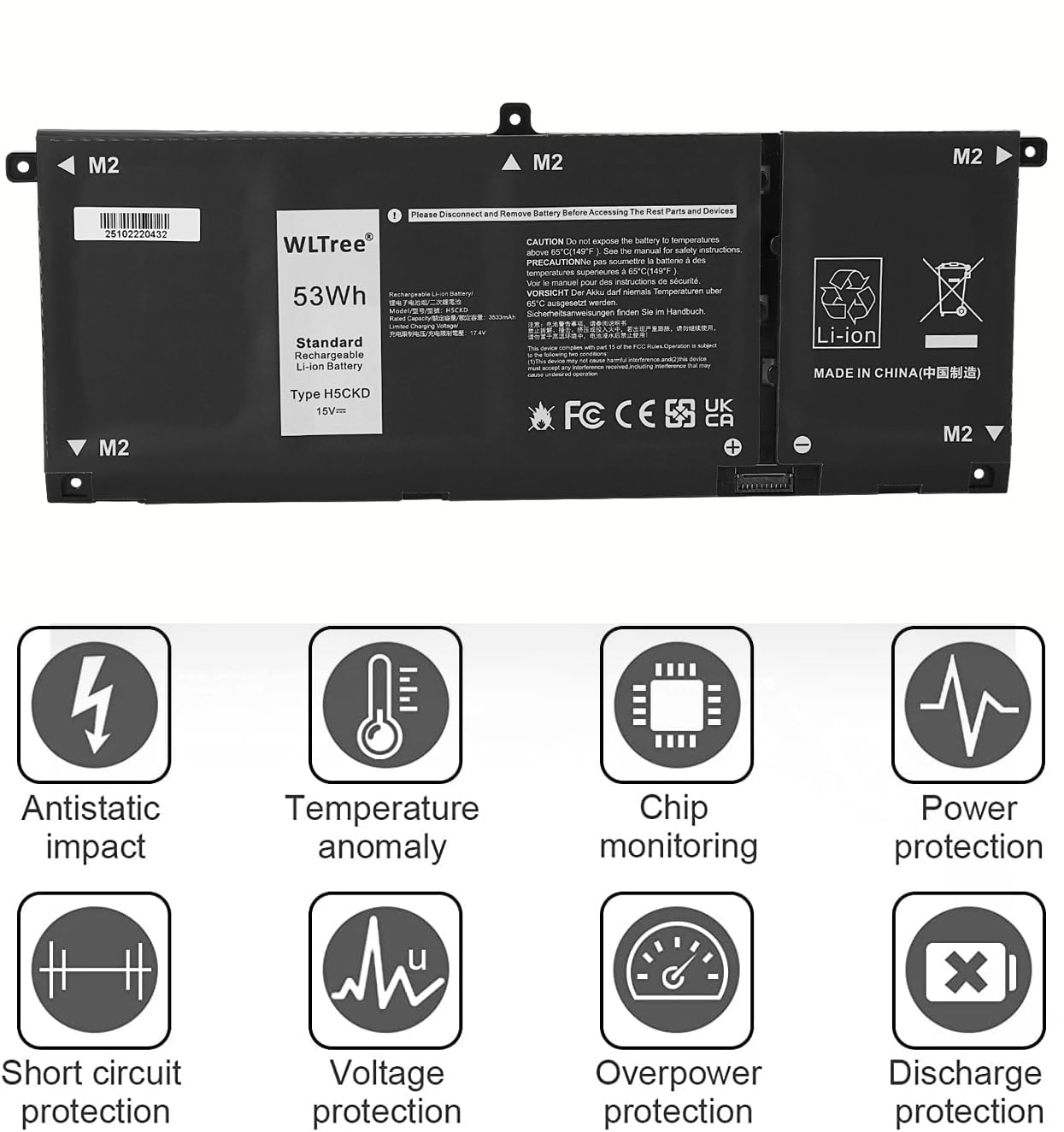 53Wh H5CKD Batterie pour Dell Inspiron 13 7306 14 5400 5401 5406 5408 7300 7405 15 5501 5502 5508 5509 7506 Latitude 3410 Vostro 5300 5301 5401 Series 07T8CD 0TXD03 09077G JK6Y6 Battery