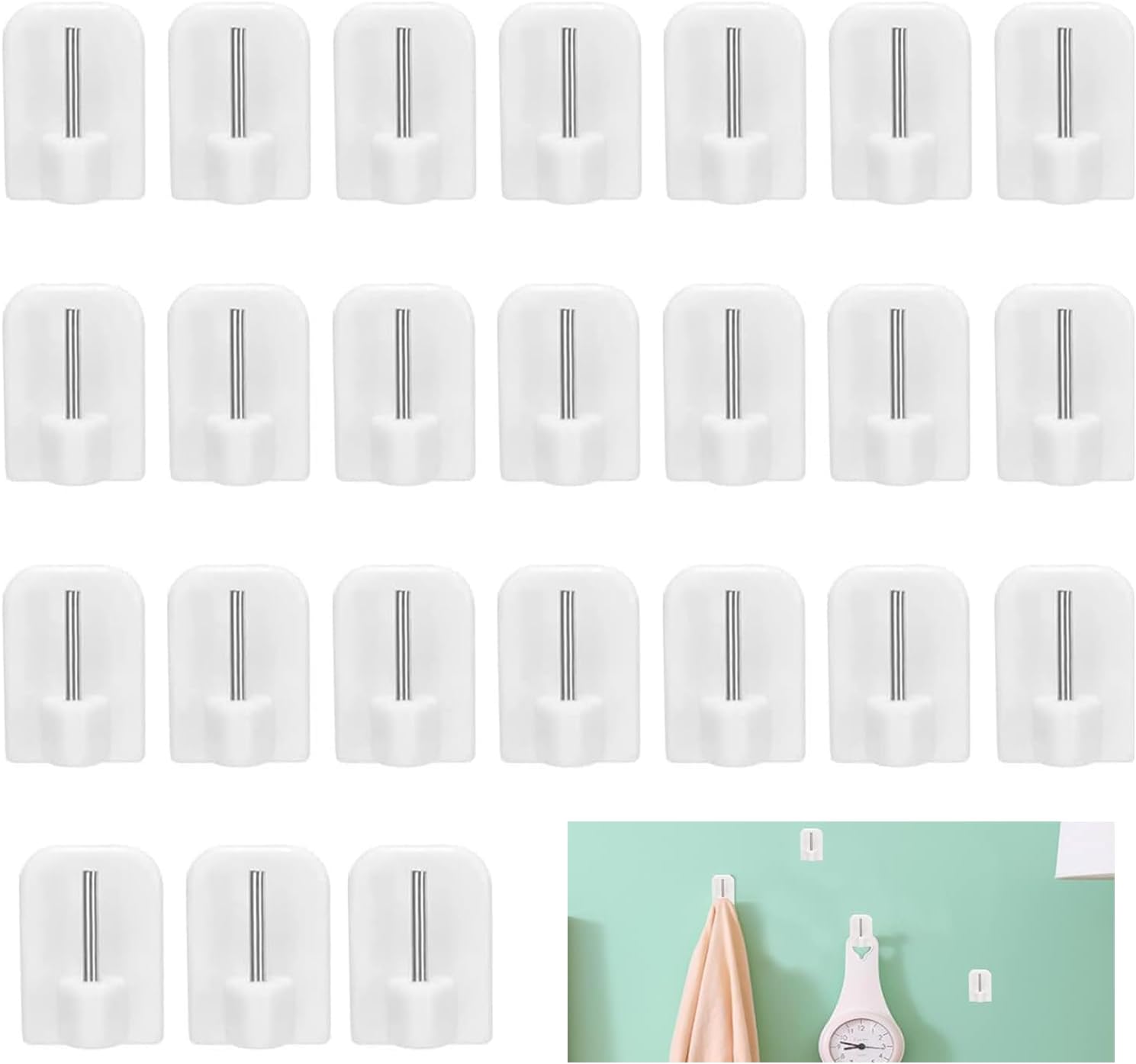 30Pcs Self Adhesive Hooks,Self Adhesive Hooks Net Curtain Hooks Sticky