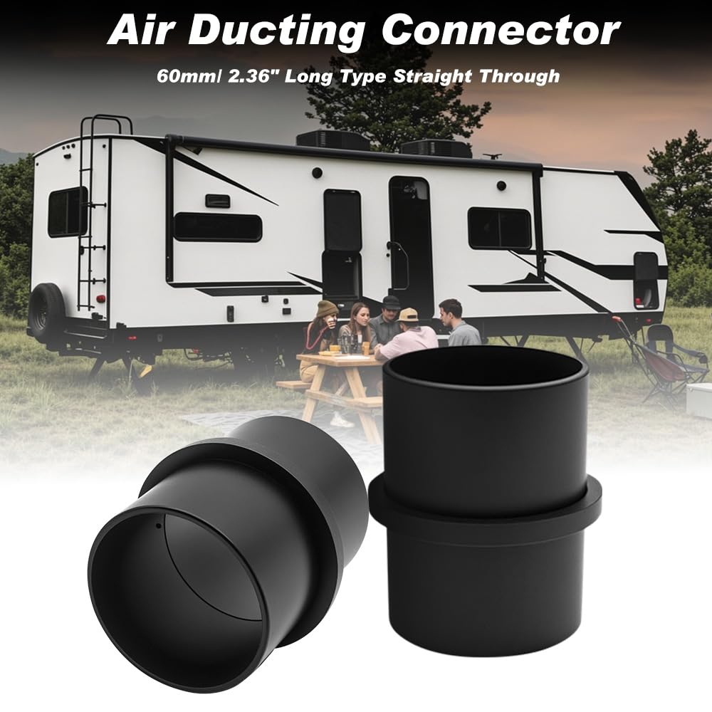Riloer 60mm Long Type Straight Through Air Duct Connector for RV Parking Heater, Black, Klein - Image 2