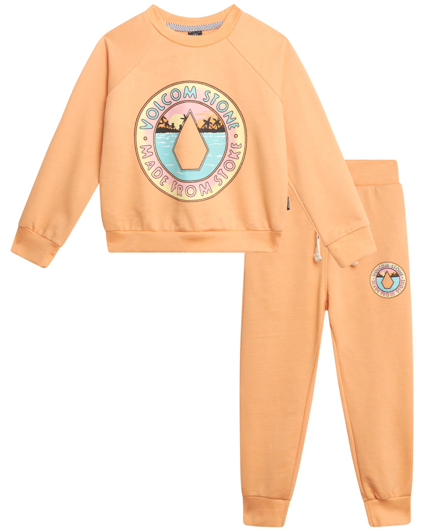 Volcom Girls Toddler Sweatsuit - 2 Piece Frech Terry Crew Neck Pullover Girls Sweatshirt and Toddler Kids Sweatpants