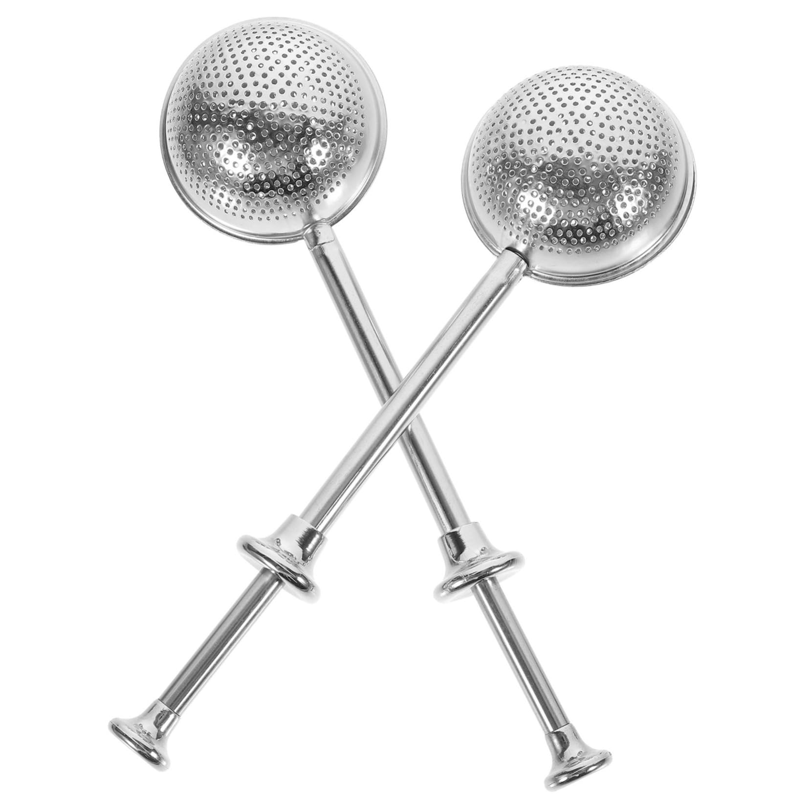 JECOMPRIS 1set Retractable Stainless Steel Tea Infuser Ball Comfortable Handle Easy to Clean for Home Restaurant and Tea House Use 2pcs