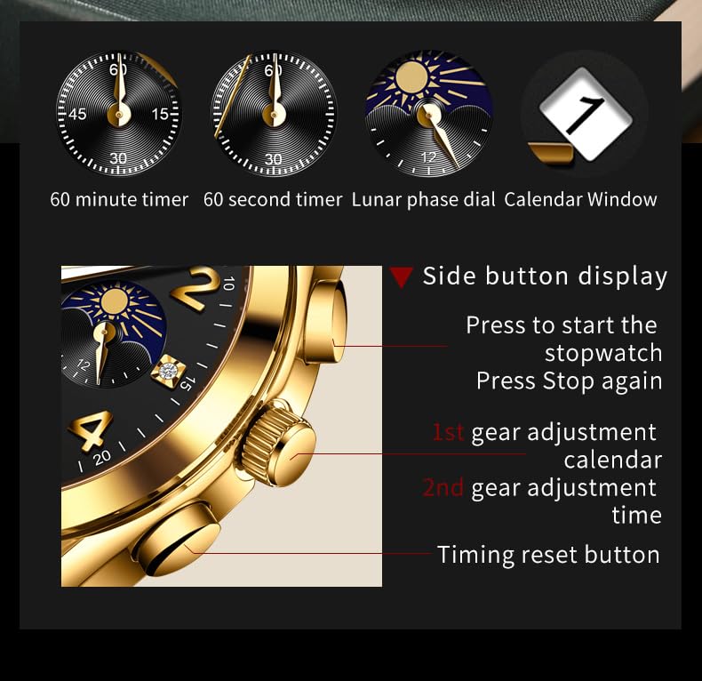 Image of OLEVS Men's Watches Brown Leather with Date,Casual Watches for Men,Large Face Watches Men,Chronograph Mens Watch,Sport Waterproof Business Dress Analog Quartz Men's Wrist Watches Reloj De Hombre
