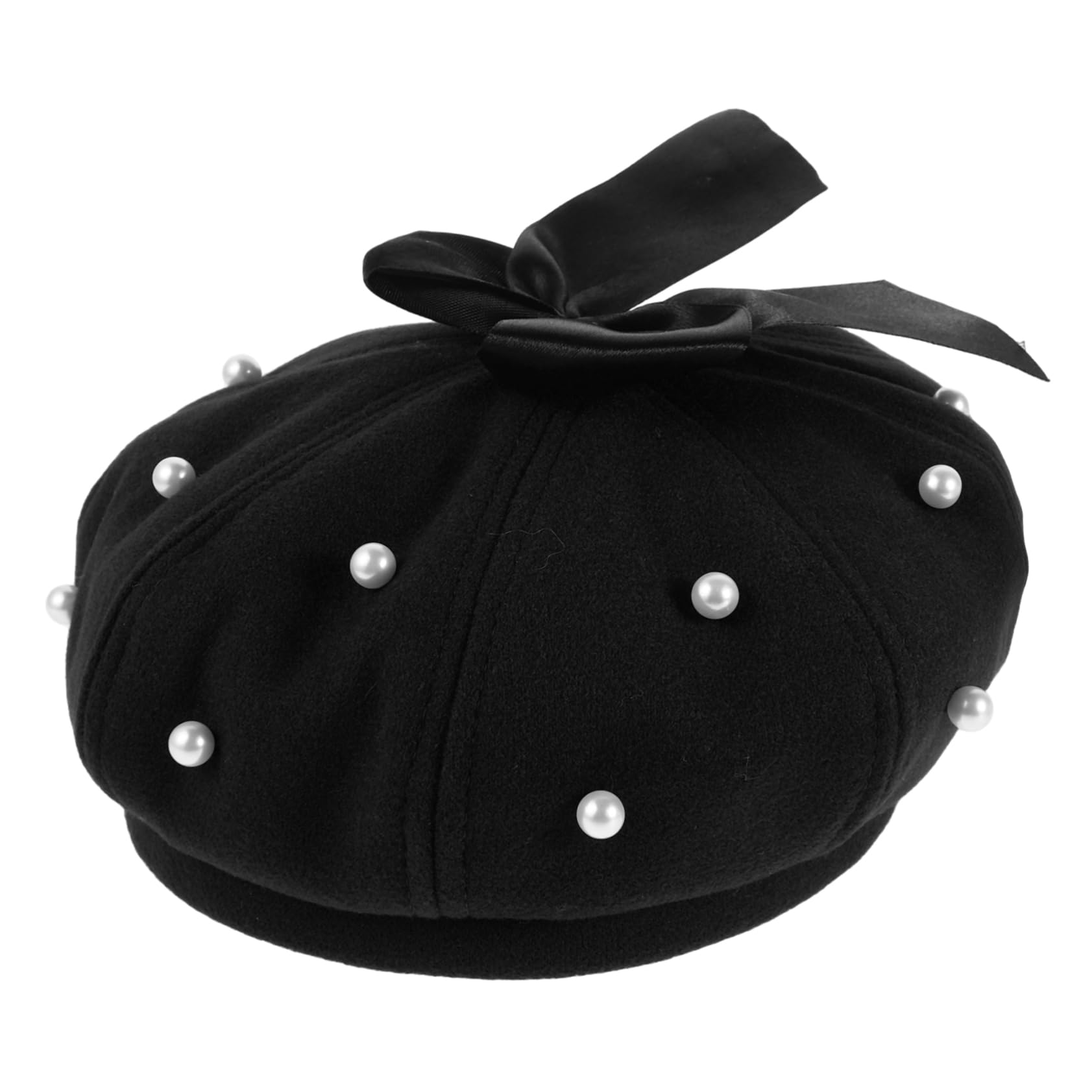 Didiseaon Black Beret Hat for Women Classic Newsboy Cap Bow Soft Artificial Wool Stylish