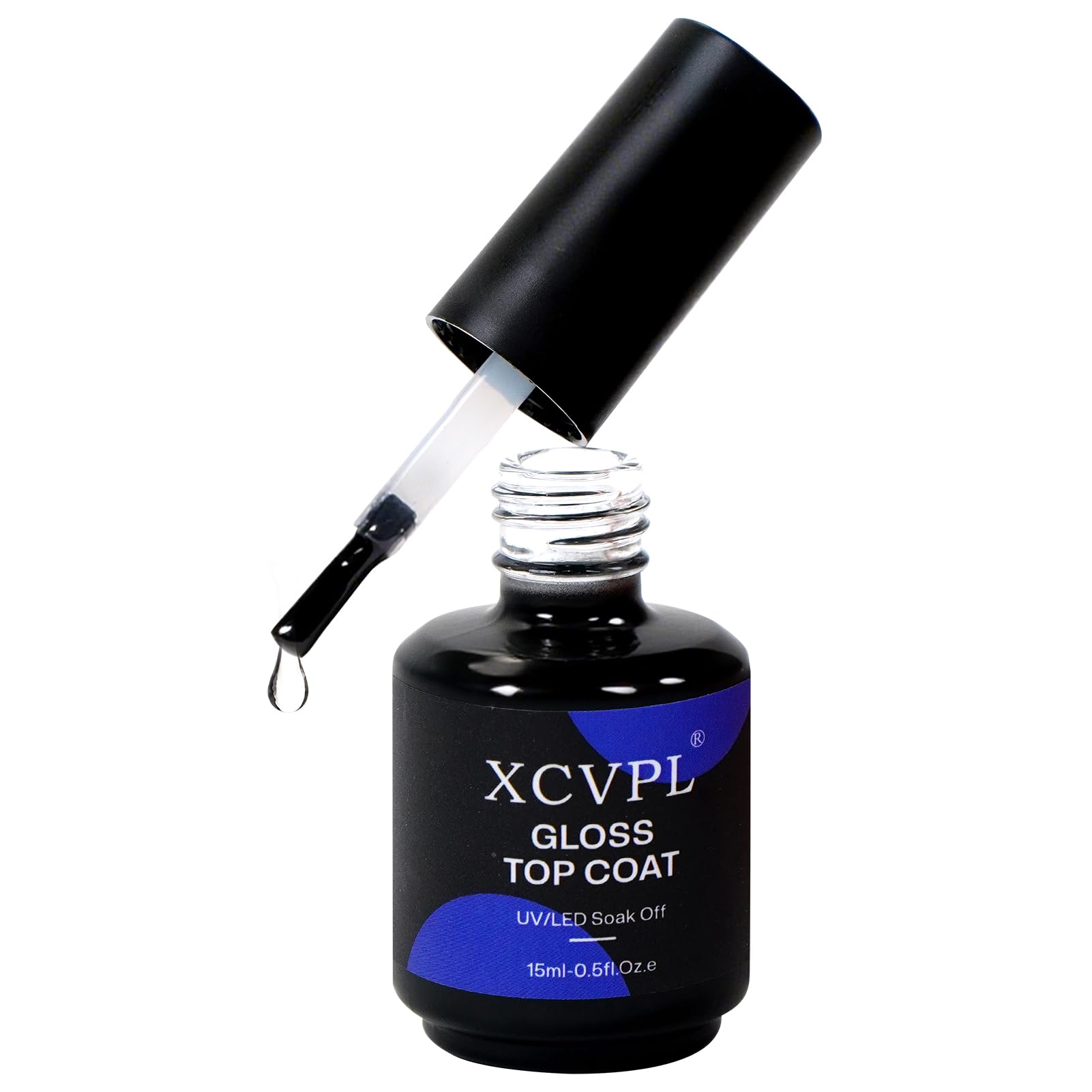 XCVPL Gel Top Coat - No Wipe High Gloss Shine, Scratch & Stain Resistant, Quick Dry Clear Gel Polish for UV LED Nail Lamp, Long-Lasting 4+ Weeks, No