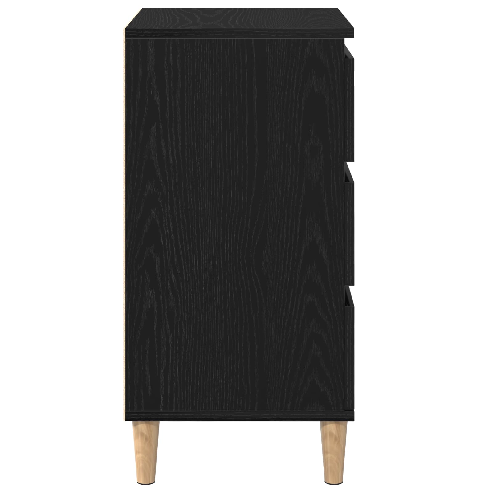 Moderner Nachttisch mit 3 Schubladen in schwarzem Eichenfinish - Robuster Holzwerkstoff, minimalistisches Design und praktischer Stauraum für Schlafzimmer, Wohnzimmer und Büro